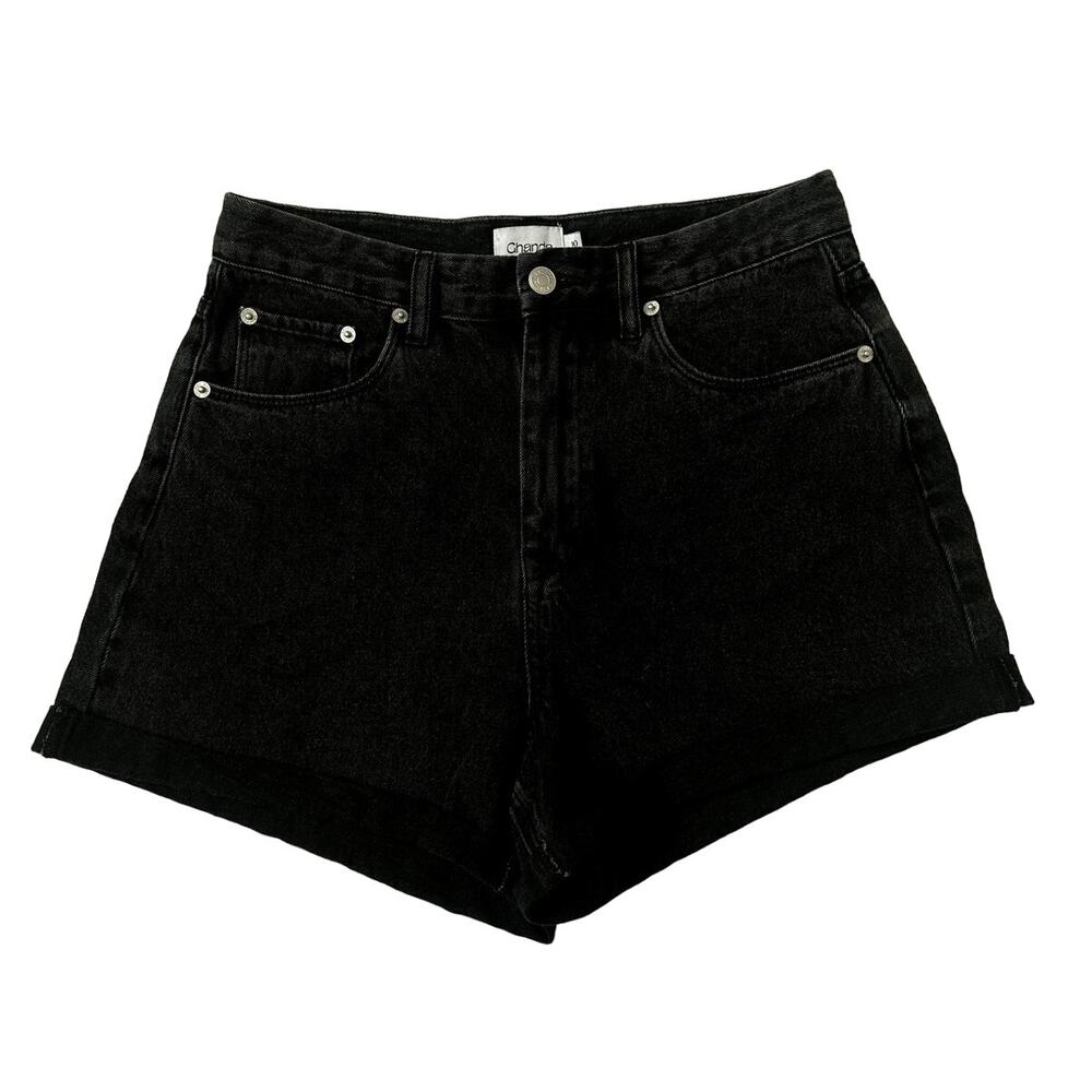 Ghanda Sz 10 High Rise Black Denim Shorts 3" Inseam